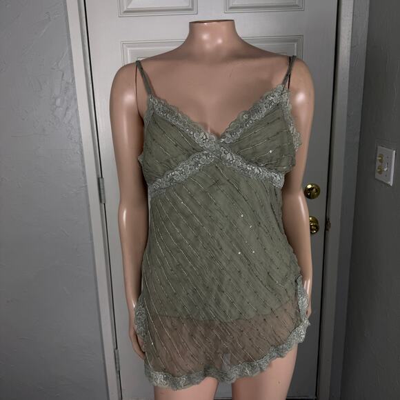 Vintage y2K Fire Los Angeles Shirt Tank Top Small Polyester Lace Tunic J3-11 - Picture 1 of 6